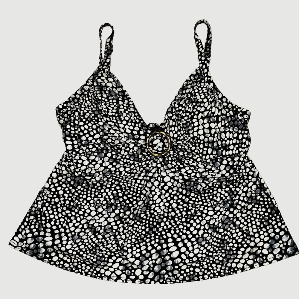 Like new COCO REEF Black White Gray Print Gold Hardware Swim Tankini Top…